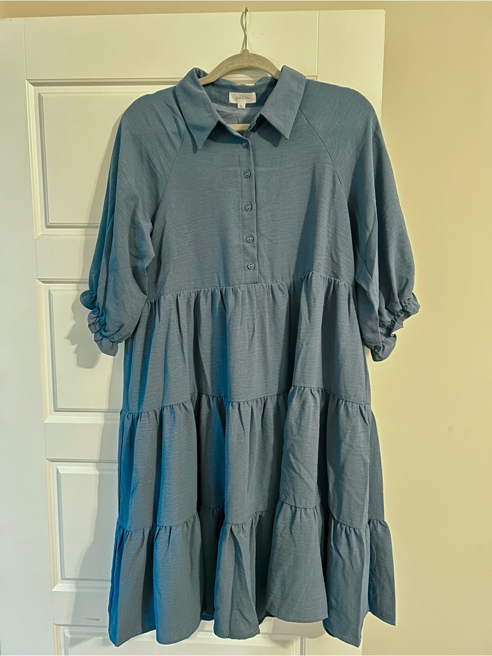 NWOT Blue Tiered Shirt Dress by Lena & Lou